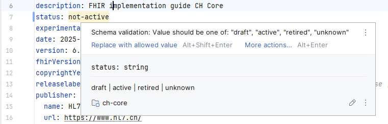 An example of validation error